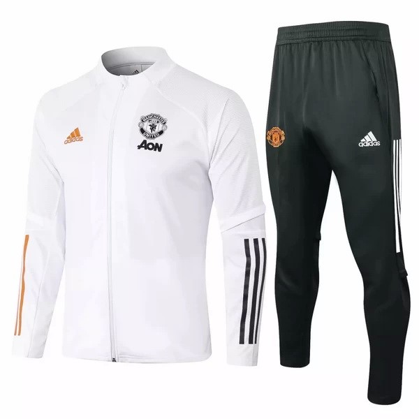 Trainingsanzug Manchester United 2020-21 Weiß Schwarz Orange Fussballtrikots Günstig